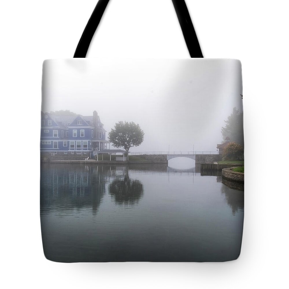 St Lawrence Seaway Tote Bag featuring the photograph Fog On The River by Tom Singleton