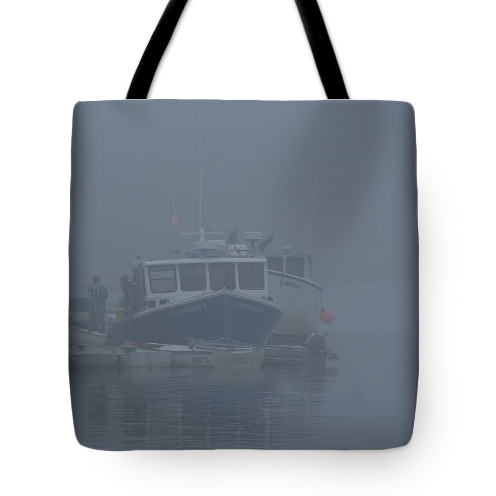 Seascape Tote Bag featuring the photograph Fogged In At Owls Head by Doug Mills