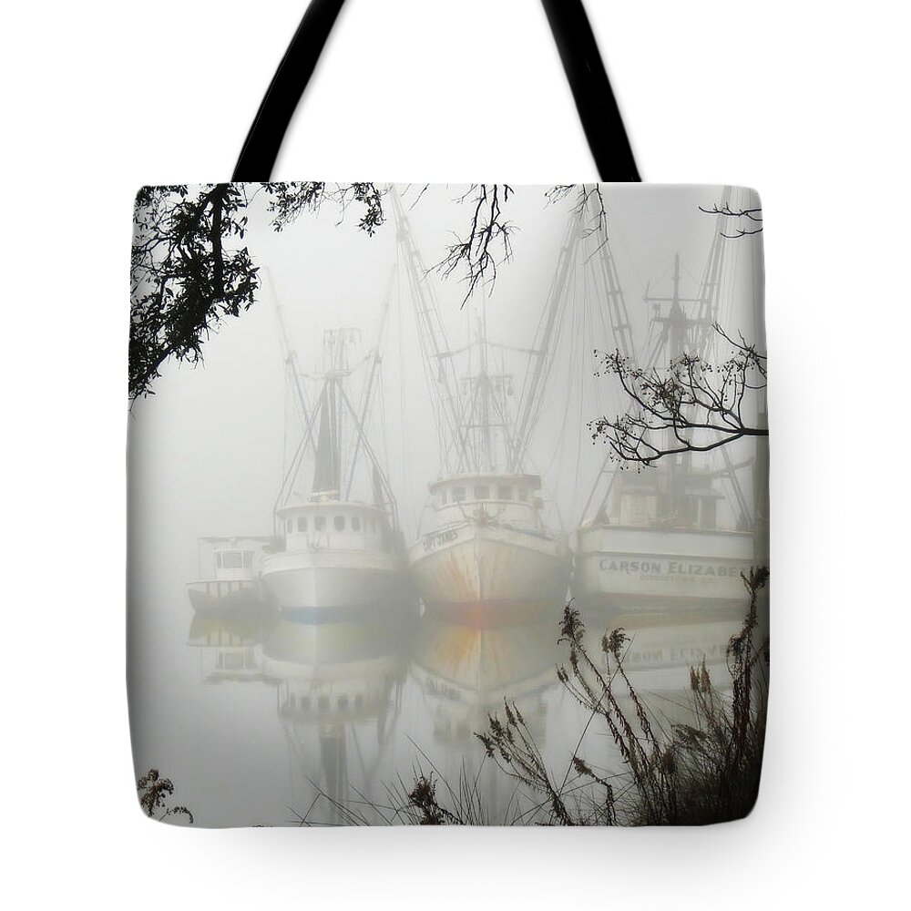 Landscape Tote Bag featuring the photograph Fogged In by Deborah Smith