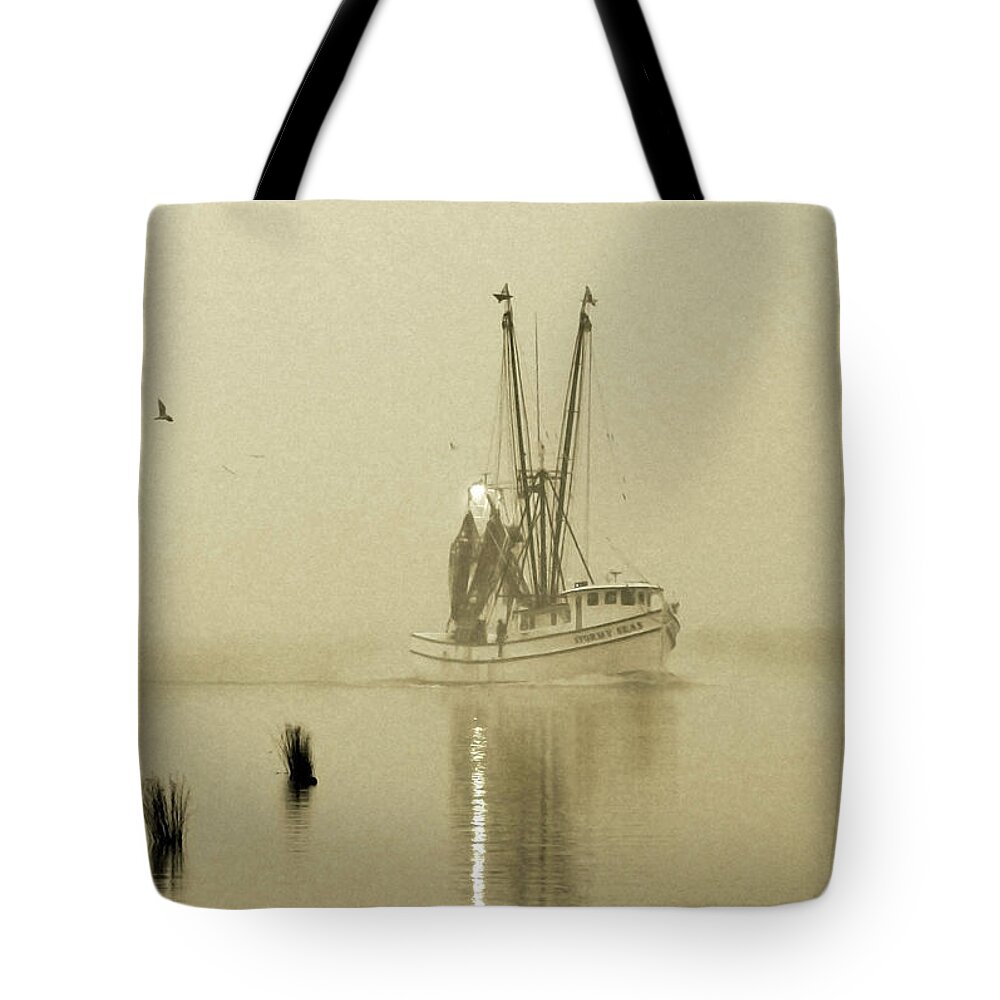 Photography Tote Bag featuring the photograph Foggy Evening Catch by Deborah Smith