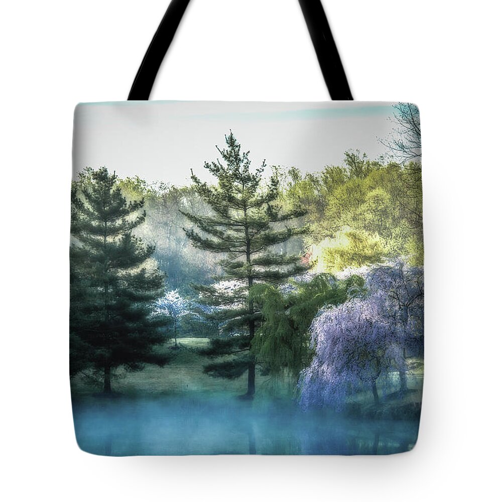 Fog Tote Bag featuring the photograph Foggy Morning on Lake Caroline by Tom Stovall Sr