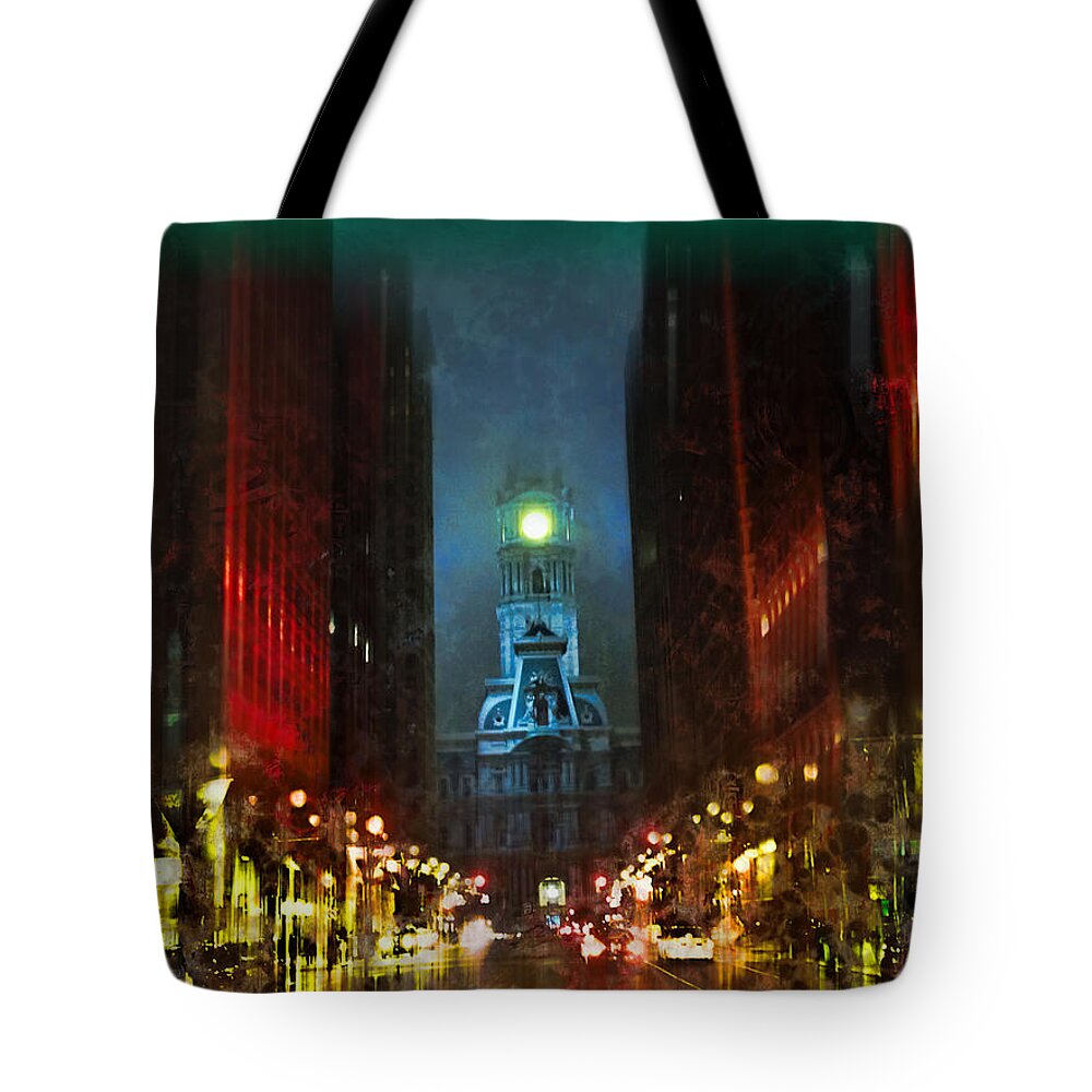 Philadelphia Tote Bag featuring the photograph Foggy Night in Philly by John Rivera