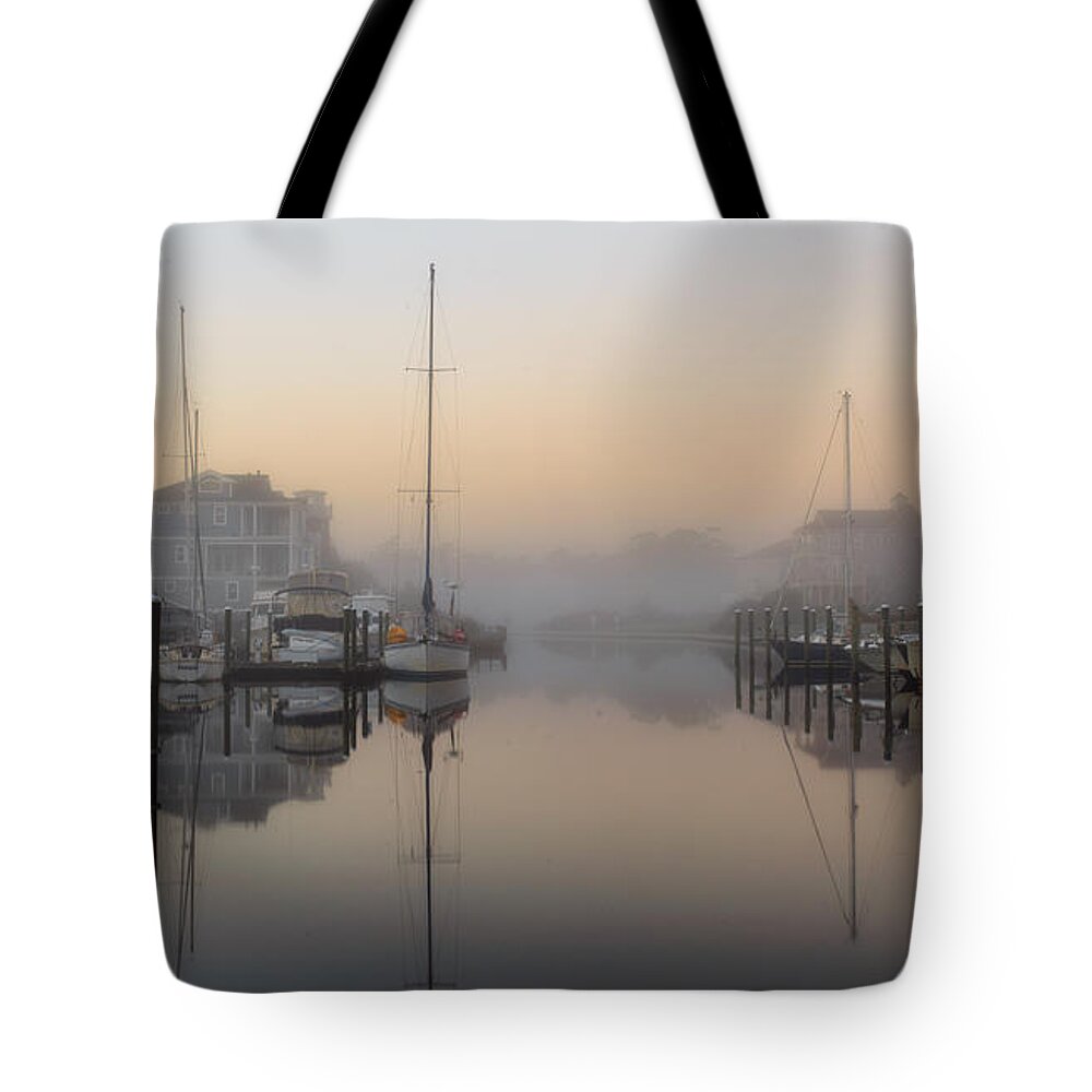 Marina Tote Bag featuring the photograph Foggy St James Morning Twilight by Nick Noble