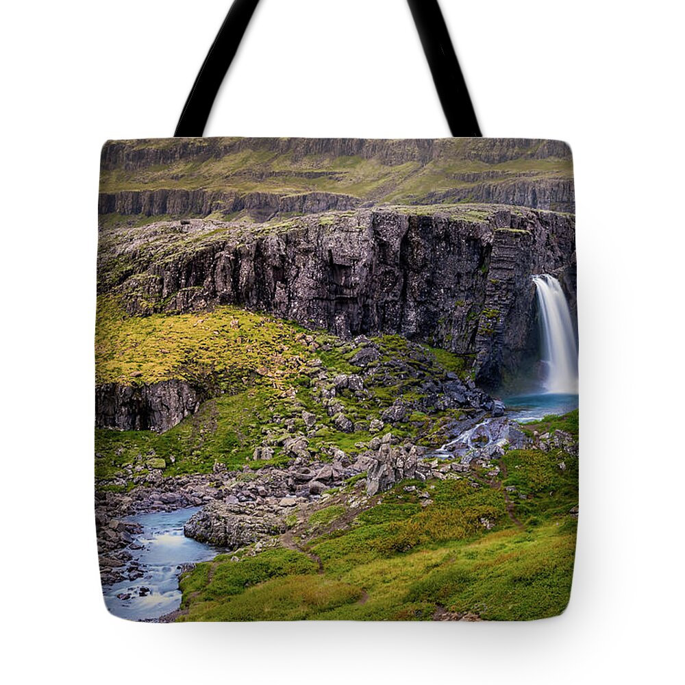 Iceland Tote Bag featuring the photograph Folaldafoss in Autumn by Rikk Flohr