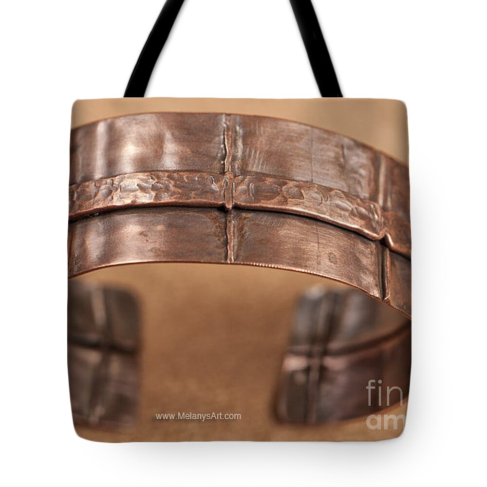Jewelry Tote Bag featuring the jewelry Fold Formed Copper Bracelet by Melany Sarafis
