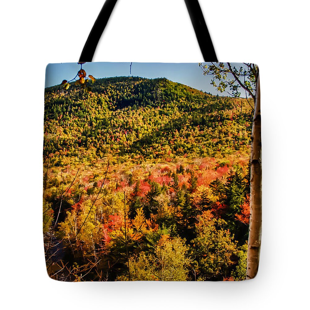 #fallfun Tote Bag featuring the photograph Foliage View from Crawford Notch road by Jeff Folger