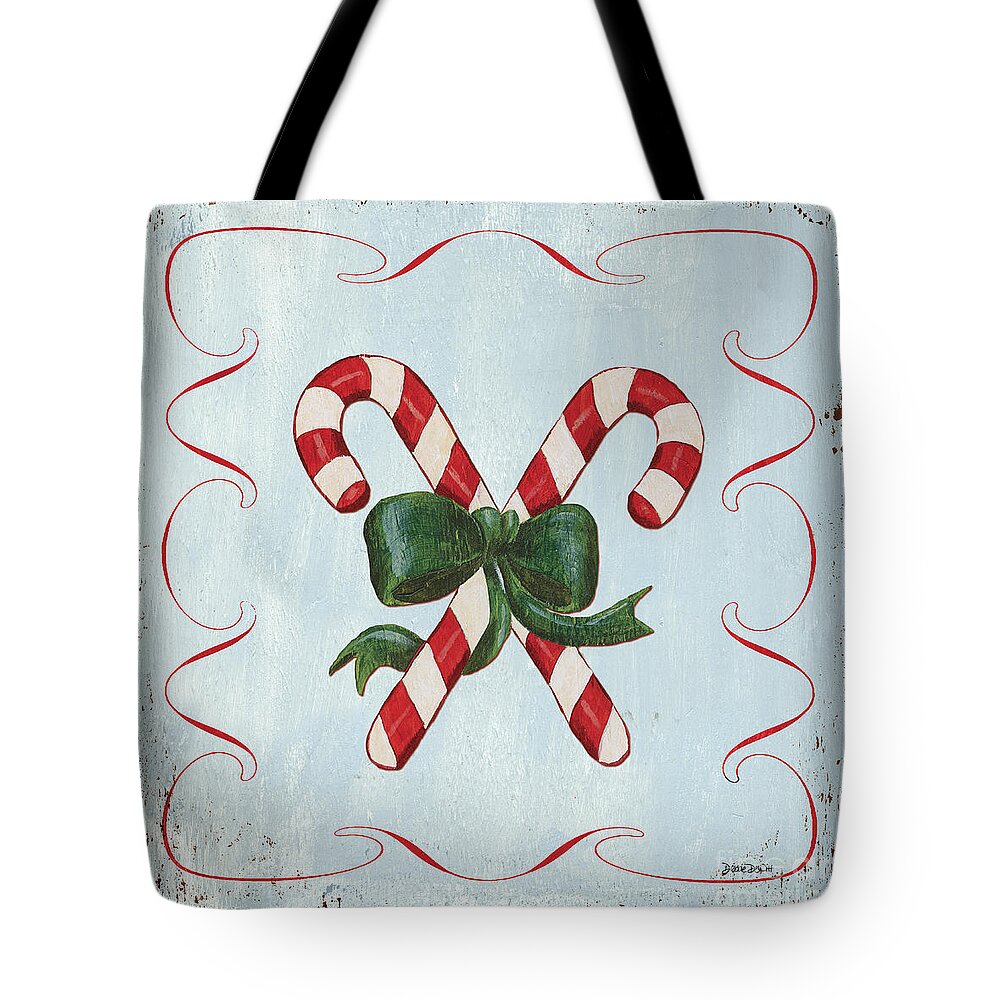 #faaAdWordsBest Tote Bag featuring the painting Folk Candy Cane by Debbie DeWitt
