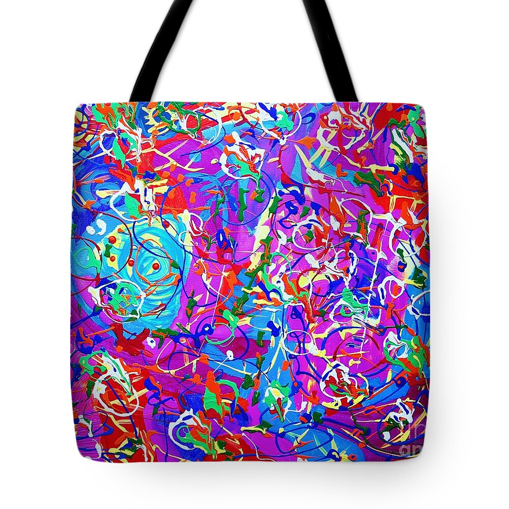 Abstract Tote Bag featuring the painting Follow me by Gina Nicolae Johnson
