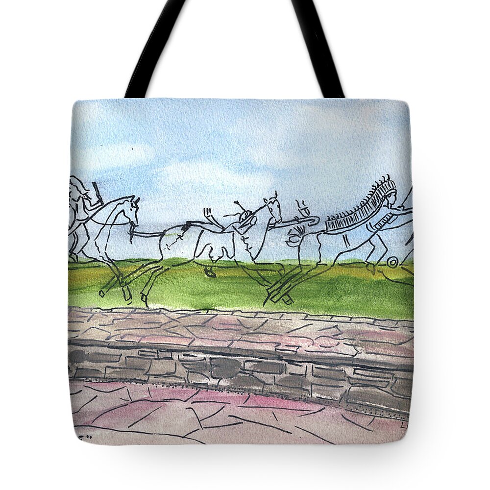 Little Bighorn Battlefield Tote Bag featuring the painting Follow Me by Linda Feinberg