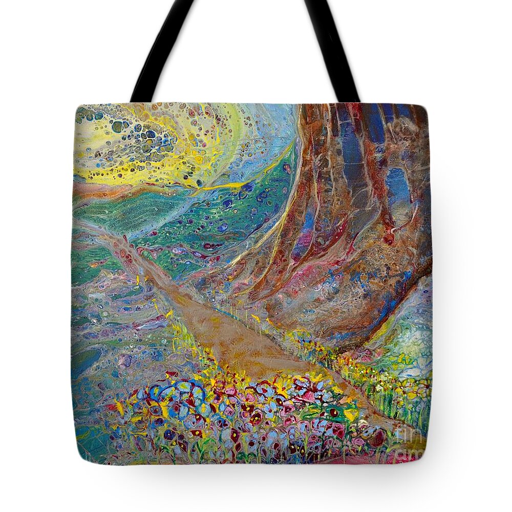 Path Tote Bag featuring the painting Follow Your Path by Deborah Nell