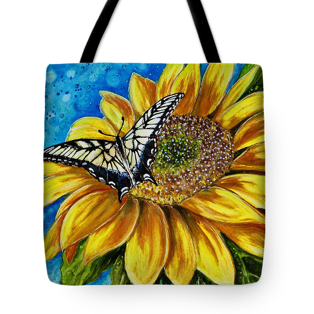 Sunflower Tote Bag featuring the painting Following The Sun by Vivian Casey Fine Art