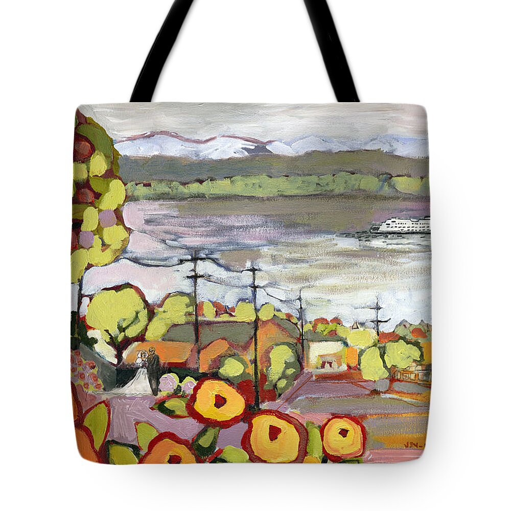 Edmonds Tote Bag featuring the painting Fond Memories by Jennifer Lommers