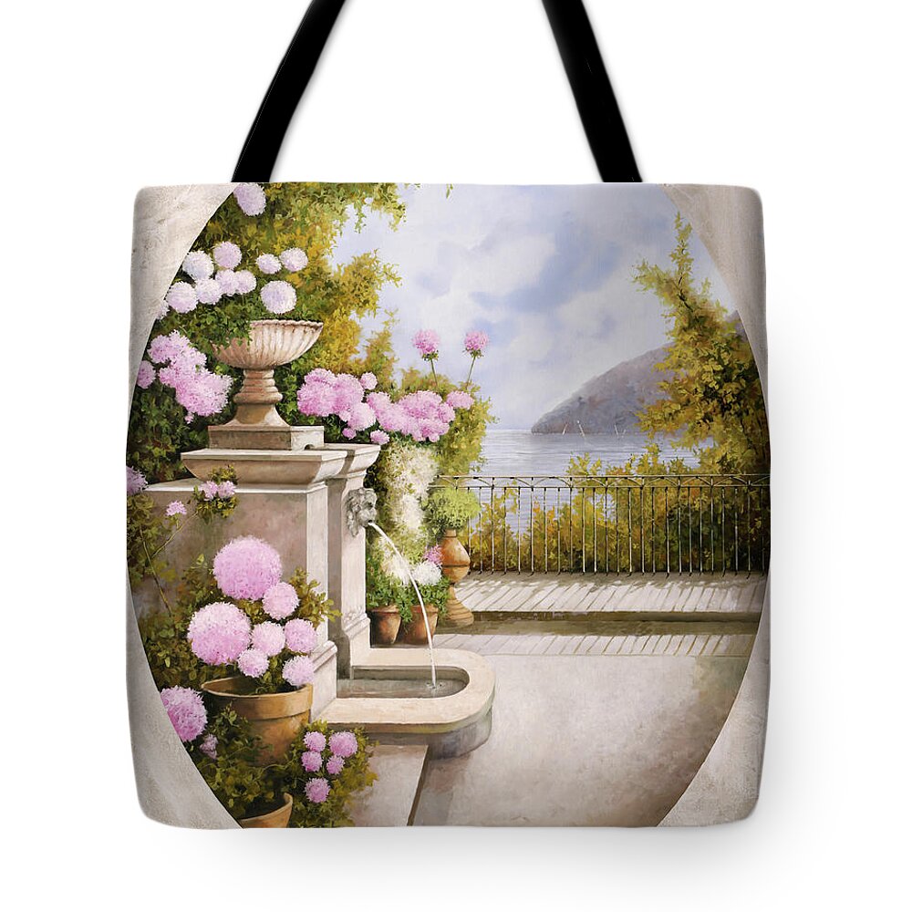 Fountain Tote Bag featuring the painting Fontana Sul Terrazzo by Guido Borelli