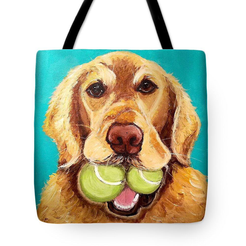 Golden Retriever Tote Bag featuring the painting For Andrews Love by Ania M Milo