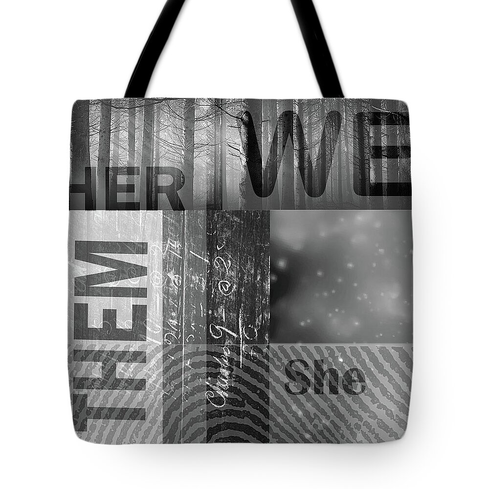 Feminist Abstract Tote Bag featuring the digital art For Her by Nancy Merkle