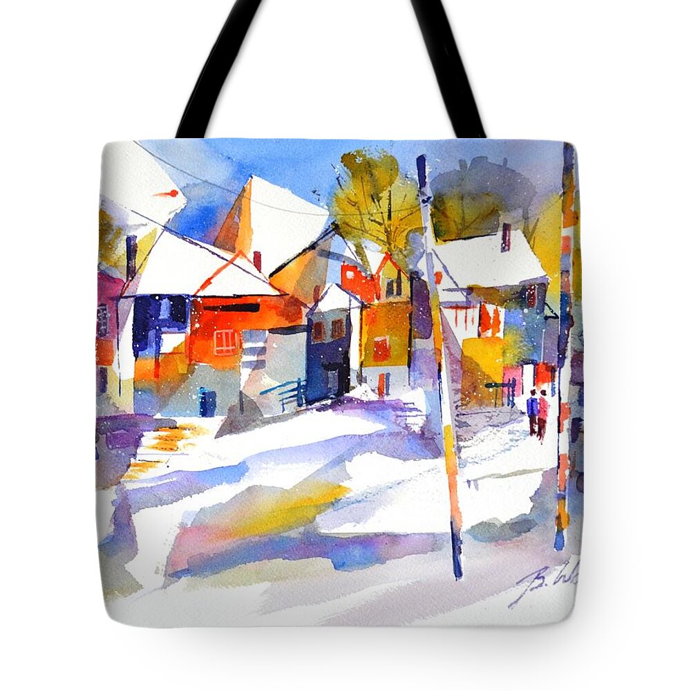 Snow Tote Bag featuring the painting For love of winter #2 by Betty M M Wong