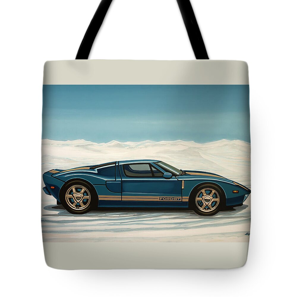 Ford Gt Tote Bag featuring the painting Ford GT 2005 Painting by Paul Meijering