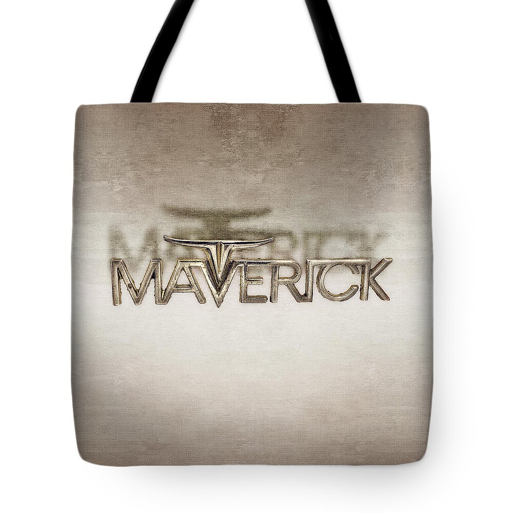 Automotive Tote Bag featuring the photograph Ford Maverick Badge by YoPedro