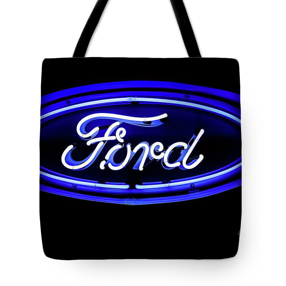 Vintage Neon Sign Tote Bag featuring the photograph Ford Neon Sign by M G Whittingham