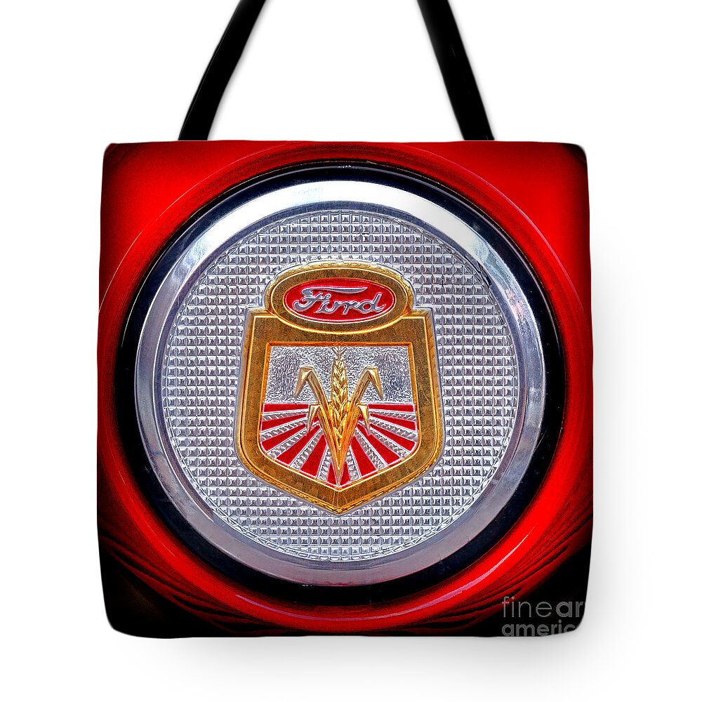 Ford Tote Bag featuring the photograph Ford Tractor Badge by Olivier Le Queinec