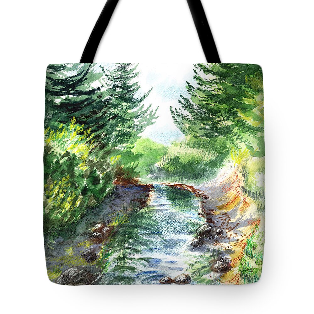 Forest Creek Tote Bag featuring the painting Forest Creek by Irina Sztukowski