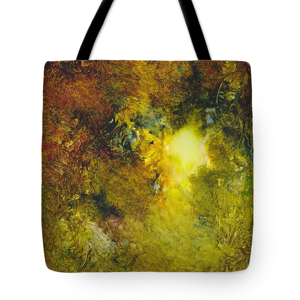 Forest Tote Bag featuring the painting Forest Light 65 by David Ladmore