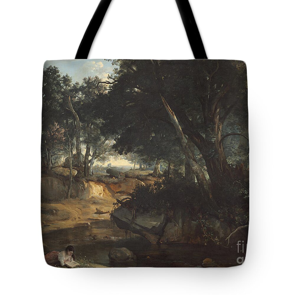Jean-baptiste-camille Corot Tote Bag featuring the painting Forest Of Fontainebleau by Jean-baptiste-camille Corot