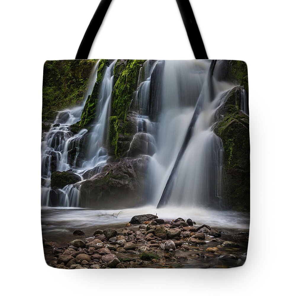 Waterfall Tote Bag featuring the photograph Forest Waterfall by Chris McKenna