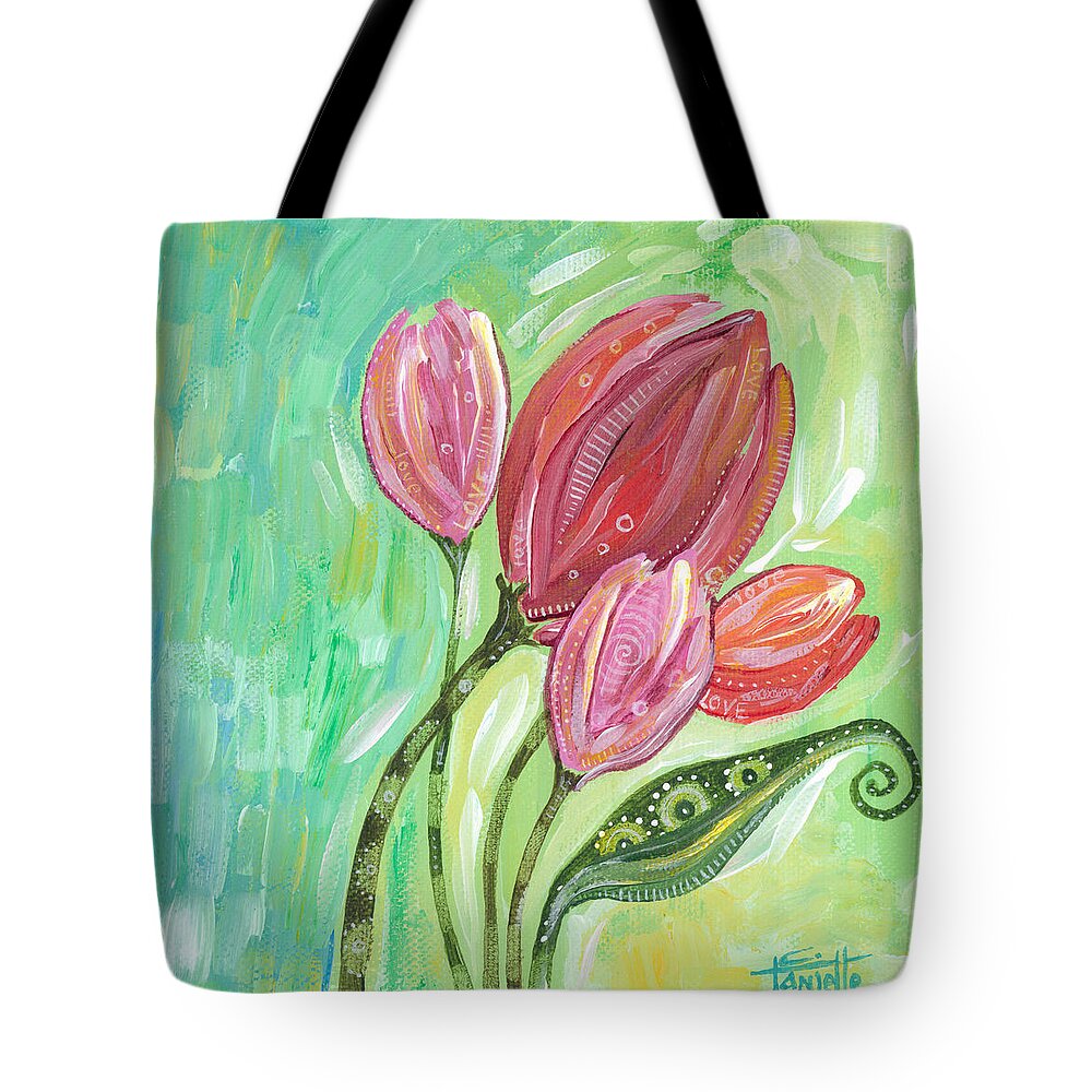 Floral Painting Tote Bag featuring the painting Forever in Bloom by Tanielle Childers