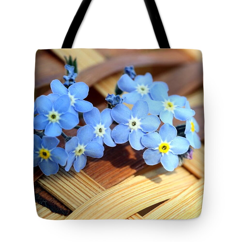 Forget-me-not Tote Bag featuring the digital art Forget-Me-Not by Super Lovely