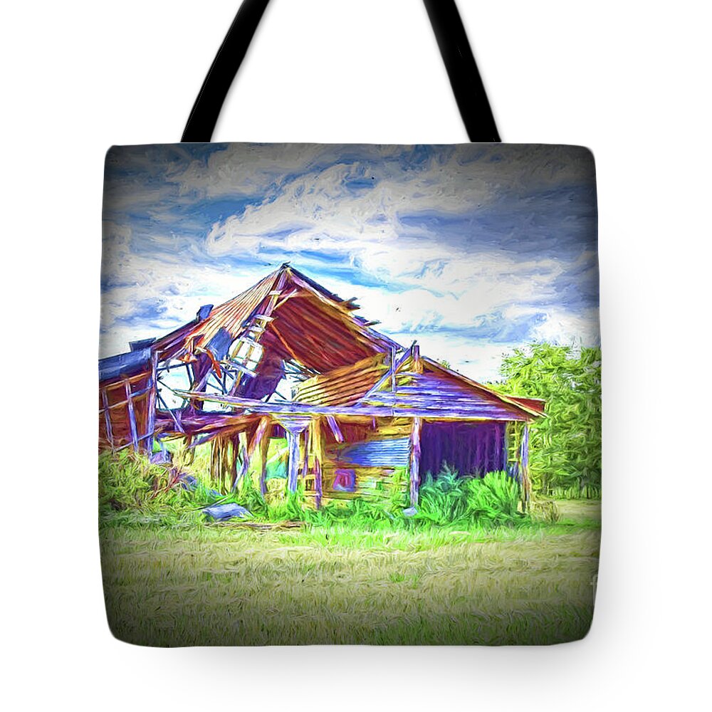 Landscapes Tote Bag featuring the mixed media Forgotten by DB Hayes