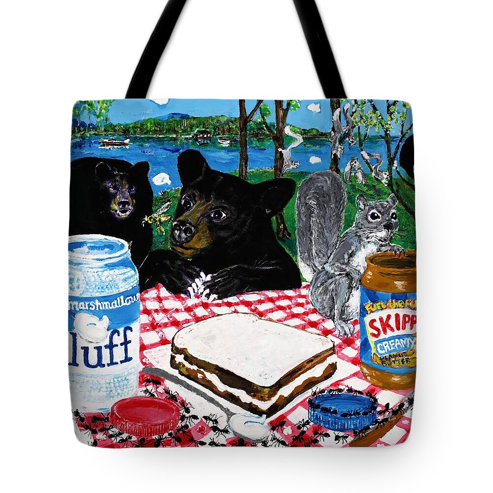 Marshmallow Tote Bag featuring the painting Forgotten Fluffernutter by Jonathan Morrill