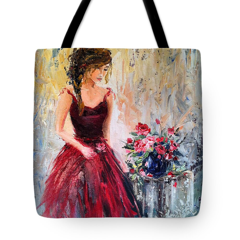 Woman Tote Bag featuring the painting Forgotten Rose by Jennifer Beaudet