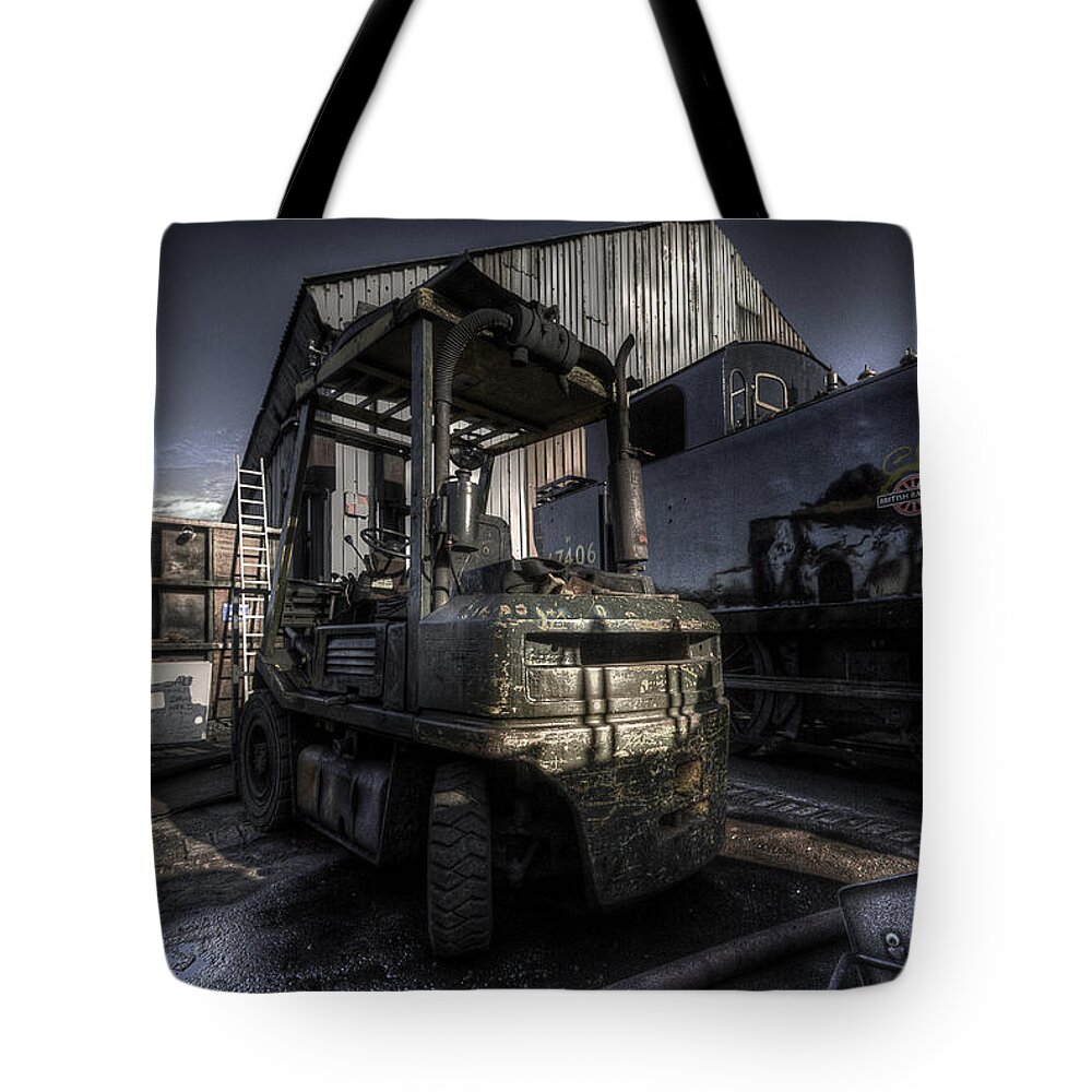 Art Tote Bag featuring the photograph Forklift by Yhun Suarez