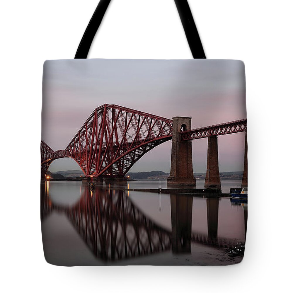 Railway Tote Bag featuring the photograph Forth Bridge at Sunset by Maria Gaellman