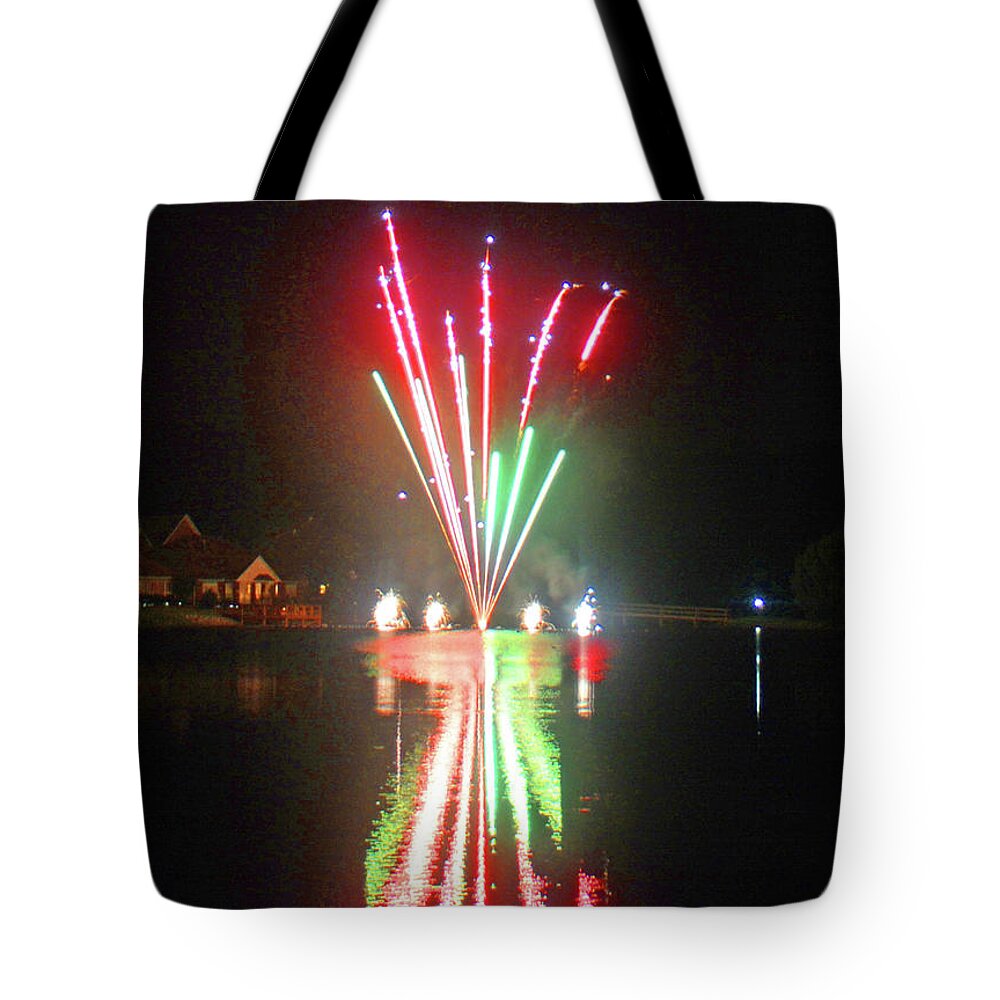 Fireworks Tote Bag featuring the photograph Fountains and Fan - 160922psg1299160704 by Paul Eckel