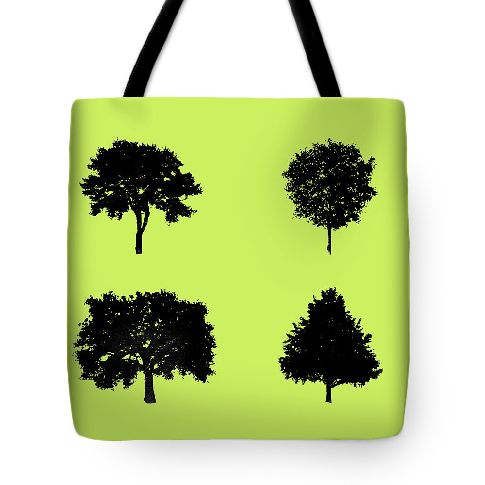 Tree Tote Bag featuring the digital art Four Bushy Trees 3 by Roy Pedersen