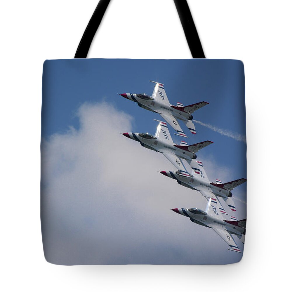 Atlantic City Airshow Tote Bag featuring the photograph Four Thunderbirds 2 by Raymond Salani III