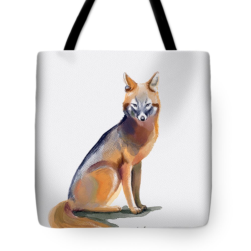 Fox Tote Bag featuring the digital art Fox by Norman Klein