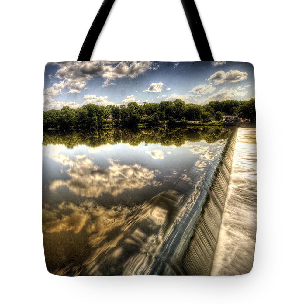 Fox Tote Bag featuring the photograph Fox River at the Geneva Dam by Roger Passman