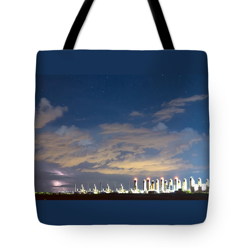 Storm Tote Bag featuring the photograph Fracking Lightning Storm by James BO Insogna