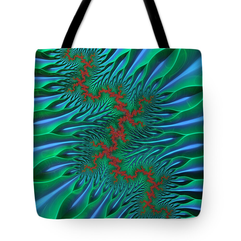 Abstract Tote Bag featuring the digital art Fractal Landscape IV by Manny Lorenzo