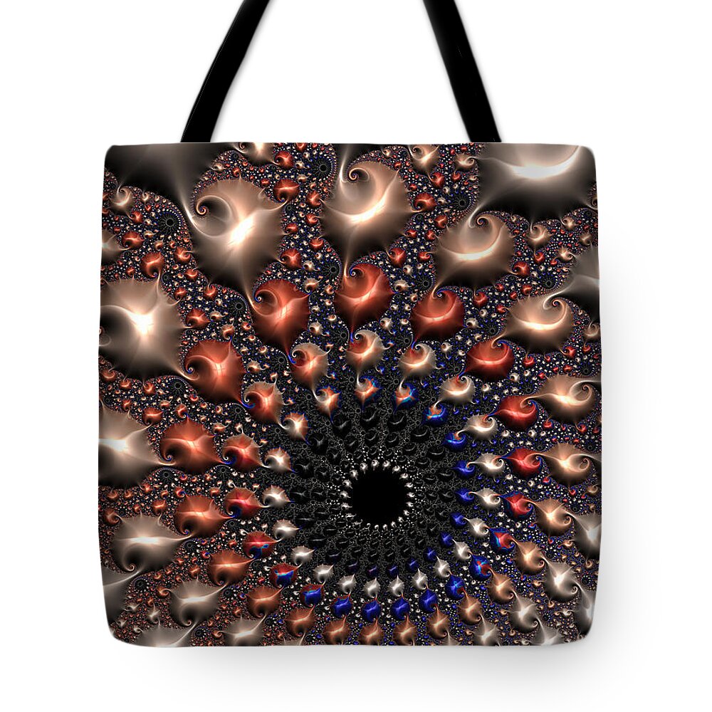Fractal Tote Bag featuring the digital art Fractal vortex with fascinating colors by Matthias Hauser