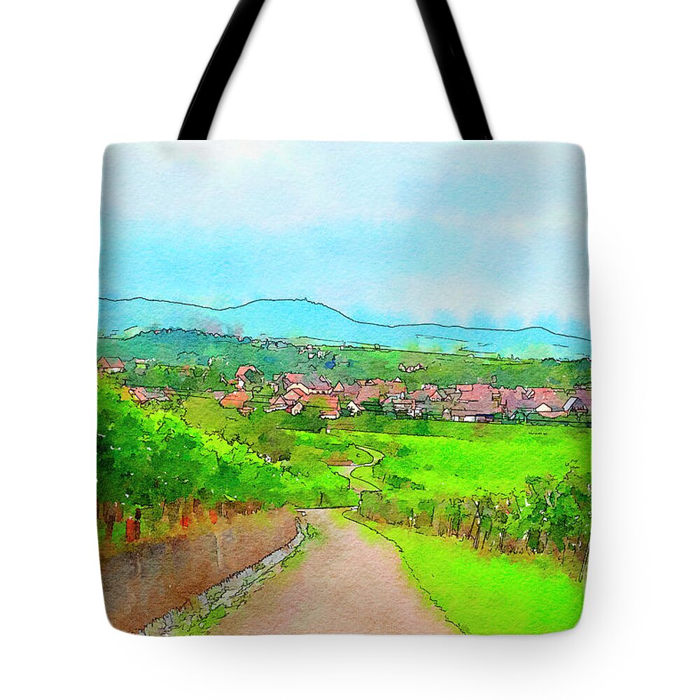 Agriculture Tote Bag featuring the digital art France landscape by Ariadna De Raadt