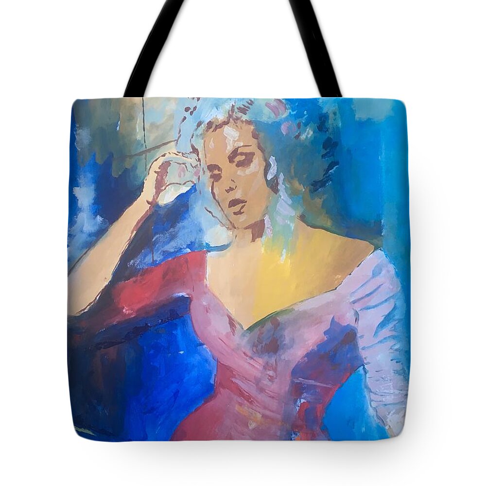 Woman Tote Bag featuring the painting Frances by Grus Lindgren
