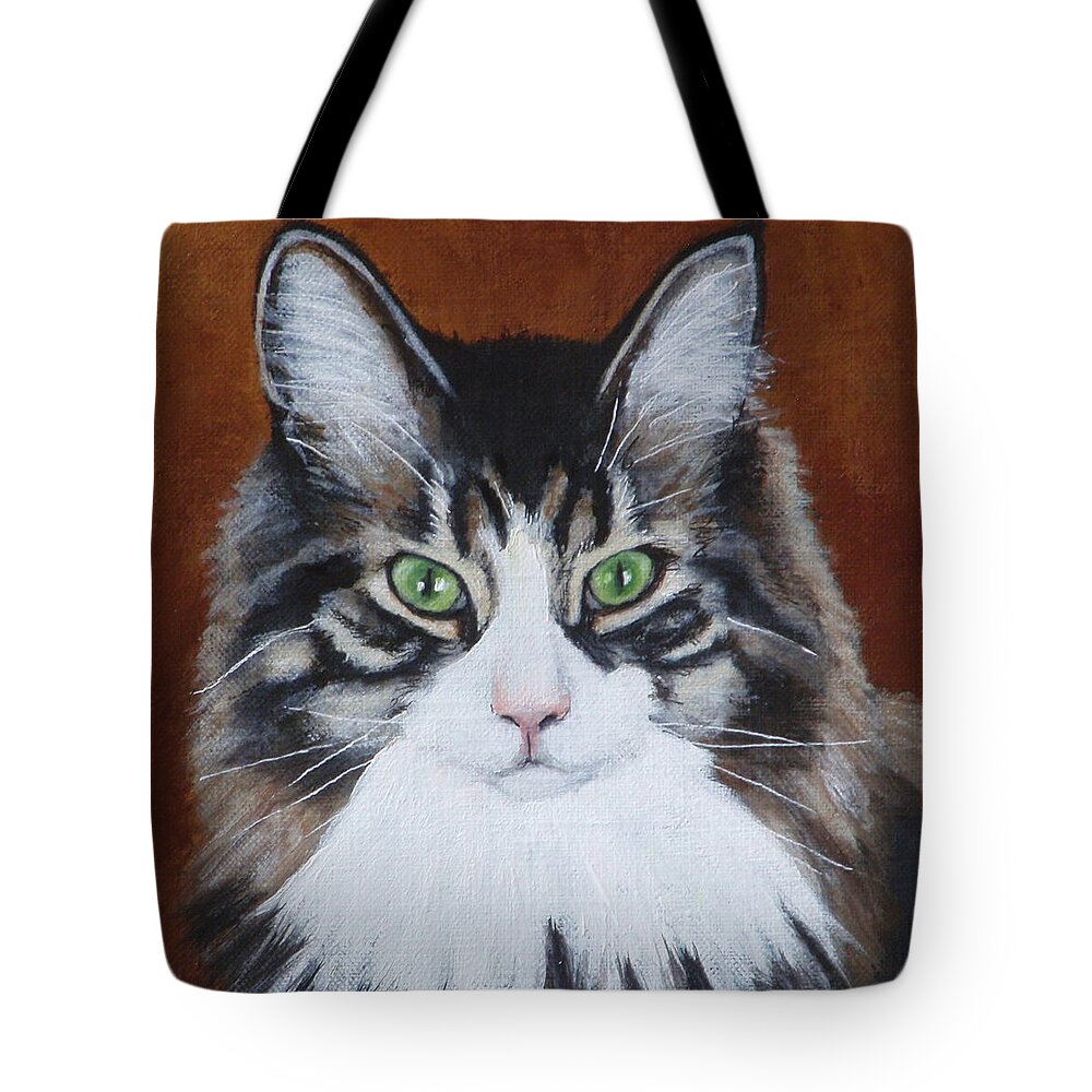 Maine Coon Cat Tote Bag featuring the painting Frank by Carol Russell