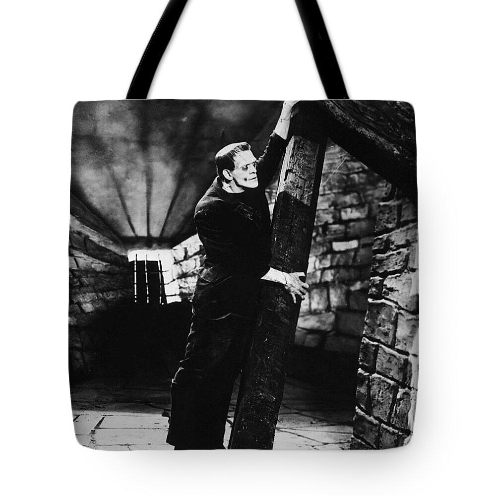 Frankenstein Tote Bag featuring the photograph Frankenstein Boris Karloff classic film image by Vintage Collectables