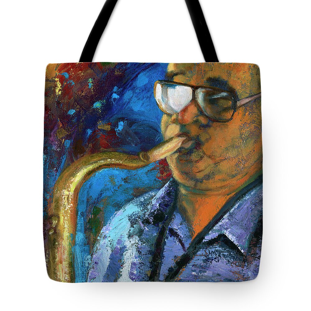 Portrait Tote Bag featuring the painting Frankie Scott-Extempore by Marlene Book