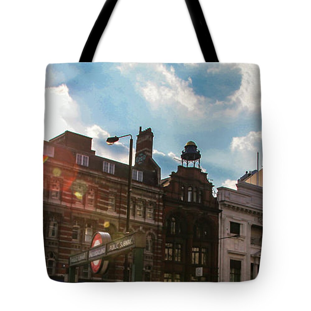 Freddie Mercury Queen We Will Rock You England London Tottenham Court Road Oxford Street Uk Britain Sunset Gold Tote Bag featuring the photograph Freddie Still Sings by Ross Henton