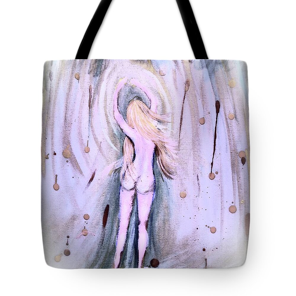 Abstract Form Tote Bag featuring the painting Free Girl by Virginia Bond
